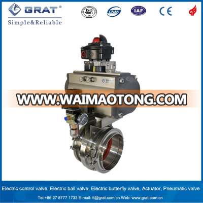 Double Clips Connection Stainless Steel 316L Pneumatic Butterfly Valve