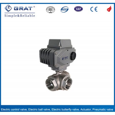 1/2 Inch NPT Thread SS316 Full Port Three Way Homebrew Electric Ball Valve